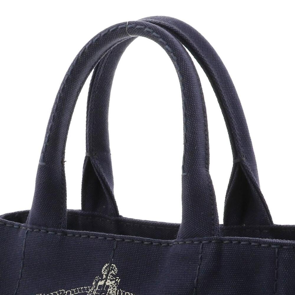 PRADA Canapa Handbag Navy Blue Tote - Picture 3 of 6